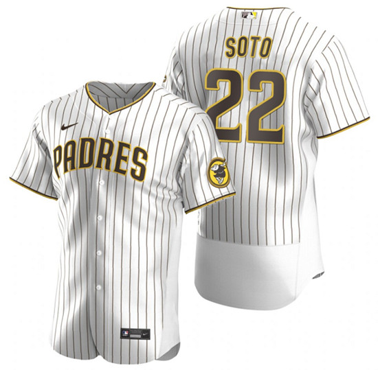 Men's San Diego Padres #22 Juan Soto White Flex Base Stitched Baseball Jersey - Click Image to Close